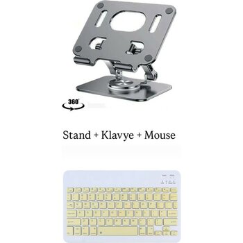 Huawei Matepad Pro 11.5 S Uyumlu Stand Klavye ve Mouse Set - Sarı