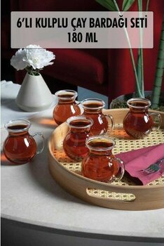 Depa 6'lı Keyfi Ala Borosilikat Cam Kulplu Çay Bardağı - Renkli