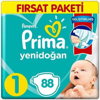 Prima 1 Beden Yenidoğan Aktif Bebek Bezi 44x2 88 Adet