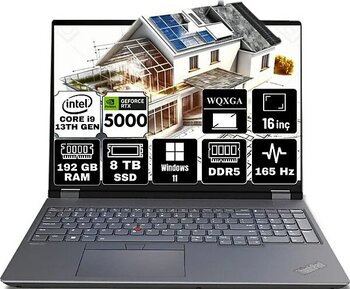 Lenovo Thinkpad P16 Gen 2 Intel Core I9 13980HX 192GB 8tb SSD 16GB Nvıdıa RTX5000ADA WM970 Chipset 16" Wqxga 165Hz 500NITS Windows 11 Pro Taşınabilir Bilgisayar 21FA000BTX-A20