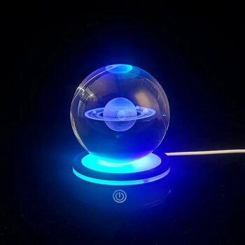 Büro Ev Ofis Hediyesi İçin Satürn Tasarımlı Dönen Cam Küre Sarı Işık