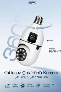 NEFFO Ampul Kamera Harekete Duyarlı Gece Görüşlü Kablosuz Bebek Izleme Kamerası Güvenlik Akıllı Wifi