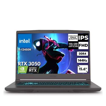 MSI Thin 15 i5-12450H 32 GB 512 GB SSD 4GB RTX3050 15.6" 144Hz FHD FreeDos Gaming Laptop B12UC-1478XTRAT12