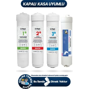 H-MAX Reverse Osmosis System Kapalı Kasa Su Arıtma Cihazı 4lü Inline Su Arıtma Tatlandırıcılı Filtre Seti
