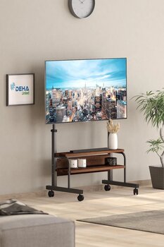DEHALİMİTED Frenli Tekerlekli Yükseklik Ayarlı TV Duvar Paneli Tv Standı Konsol Hareketli Televizyon Ünitesi