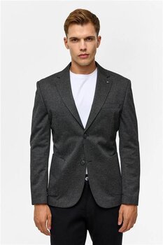 SÜVARİ Siyah Slim Desenli Mono Yaka 6 Drop Ceket 50 Beden