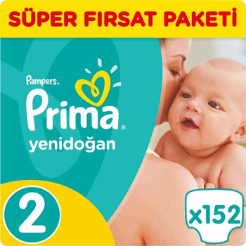 Prima Bebek Bezi Yenidoğan Süper Fırsat Paketi 2 Beden 152 Adet