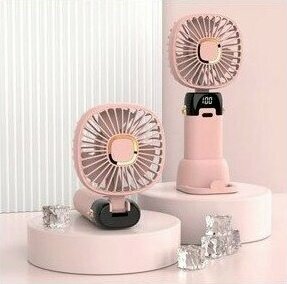 Tastech Mini Vantilatör Şarjlı LED Göstergeli Yüksek Performanslı 20 W Seyahat ve Kamp İçin - Pembe