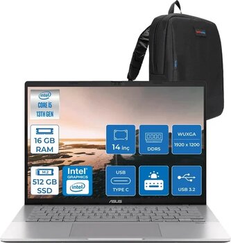 Asus Vivobook Ws3407va S14 Intel Core I5 13420H-16Gb Ddr5-512Gb Ssd-14" Wuxga Ips 300Nıts Freedos Taşınabilir Bilgisayar Zly045f02+Zettaçanta
