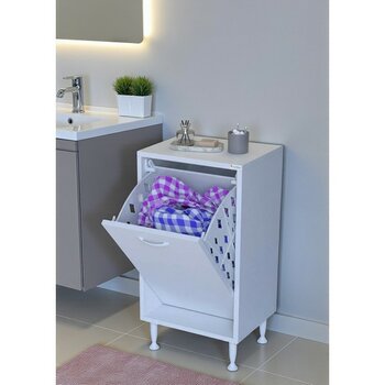 Eliusta Sare 35 cm Beyaz Sepetli Banyo Dolabı,mutfak Dolabı 35X75X32,5 cm Oyuncak Sepeti Çok Amaçlı Dolap