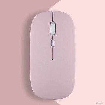 Huawei Tablet Şarj Edilebilir Sessiz Mouse Bluetooth + 2.4Hz Wifi Kablosuz Mouse Fare  Pembe