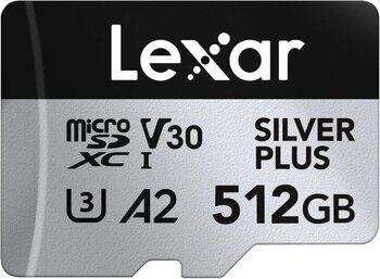 Lexar 512Gb Silver Plus 205Mb 4K V30 Uhsi Micro Sd Hafıza Kartı