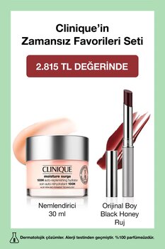 Clinique Zamansız Favoriler Seti - Orijinal Boy Black Honey Ruj + Moisture Surge Nemlendirici Yüz Kremi 30 ml