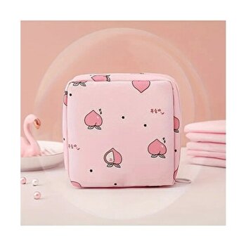 Cuppera Çok Amaçlı Ped Çantası, Makyaj Çantası, Kozmetik Çantası, Toka Çantası - Pembe