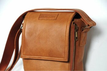 Veskemann Erkek Kahverengi Pablo Askılı Çok Gözlü Hakiki Deri Postacı Evrak Çantası