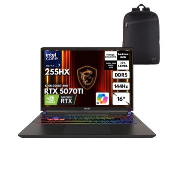Msi Vector 16 Hx Ai Ultra 7-255hx 40-Gbddr5 1 Tb Rtx5070ti (12 Gb-Gddr7-40w) 16" Fhd+ 144hz Windows 11 Home + Qb Sırt Çantası A2xwhg-091xtrqb35