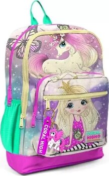 Coral High Büyük Boy Okul Çantası Çok renkli (Pembe Su Yeşili Unicorn Desen) Kız Çocuk Polyester 23733 Sırt Çanta