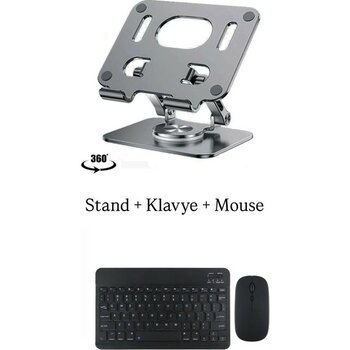 Huawei Matepad Pro 11.5 S Uyumlu Stand Klavye ve Mouse Set - Siyah