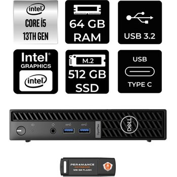 Dell Optiplex 7010MFF i5 13500T Mini PC 64GB RAM 512GB SSD FreeDOS + Per4 USB N002O7010MFFP347