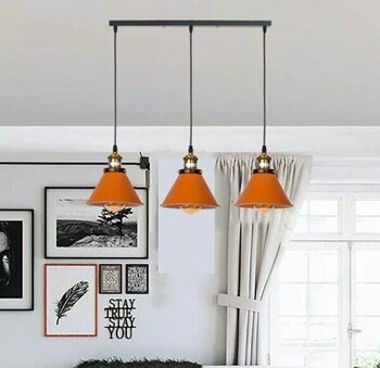 Rsylight Retro Dekoratif 3 Lü Bakır Rustik Metal Sarkıt Avize 60 cm - Renkli