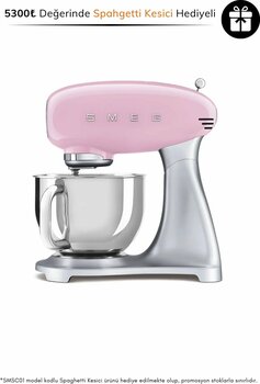 SMEG Smf02pkeu Pembe 4.8 Litre Mutfak Şefi Hamur Stand Mikseri