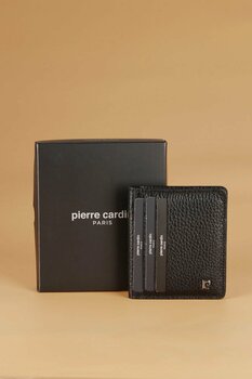 Pierre Cardin 206 Hakiki Deri Erkek Cüzdan Kartlık FLOTUR-SİYAH
