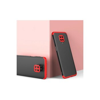 Mobify Redmi Note 9 Pro Kılıf 3 Parçalı Şık Patch Sert Silikon Kapak - Siyah - Kırmızı