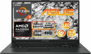 Asus Vivobook Go 15 AMD Ryzen 3 7320U 8 GB RAM 512 GB SSD 15,6 inç FHD FreeDOS Laptop