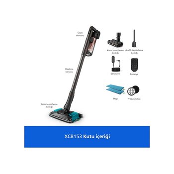 Philips 8000 Serisi Xc8153/10 Aqua Plus Kablosuz Dik Süpürge Gri