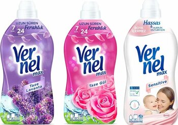 Vernel Max Kons.Çam.Yumuşatıcı 1440 Ml Lavanta - Taze Gül Ve Sensitive 3 Lü