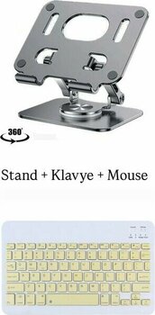 iPad Air 1-2-3-4-5-6- Uyumlu Stand Klavye ve Mouse Set - Sarı