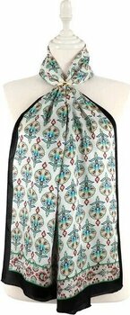 Bursa İpek Beyaz Karanfil Desen %100 İpek 55x160 cm Fular