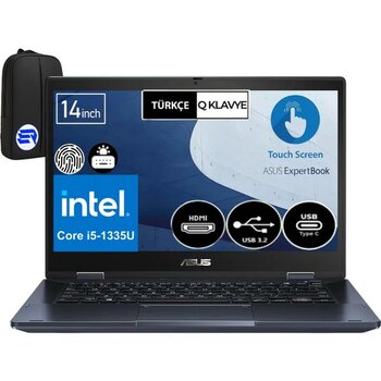 Asus Expertbook B3 Flip B3402FVA-I58512S0DEP6 İ5-1335U 12GB 256GB SSD 14" Fullhd Dokunmatik 2'in1 WIN11 Pro + Elektropasaj Çanta - 256 GB - 12 GB