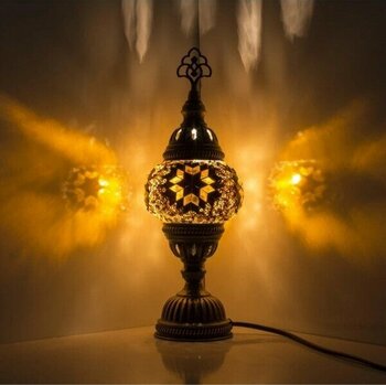 Dez Home Dezhome Masaüstü Otantik Mozaik Lamba Bohem Abajur - Sarı