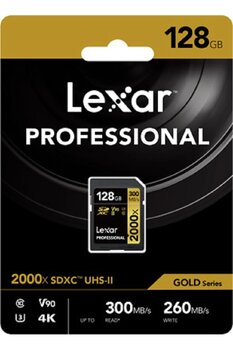 Lexar 128 Gb Sdxc Uhs-ıı 2000x 300mb/s V90 U3 C10 4k