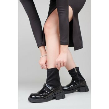 Birikon BRANKA Rugan-Süet Kemerli Bot SİYAH - Siyah - 37