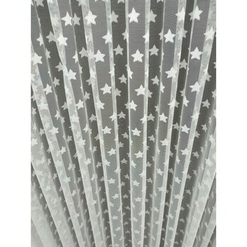 Perde Deposu Yıldız Desenli  Tül Perde 1x2 Seyrek Pileli - Kırık Beyaz - 360 x 260 cm