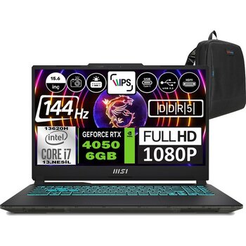 MSI Msı Cyborg 15 Intel Core I7 13620H 64GB 512GB SSD RTX4050 6gb Windows 11 Pro 15.6" Fhd 144Hz Taşınabilir Bilgisayar A13VE1479XTRWP09 + Zetta Çanta