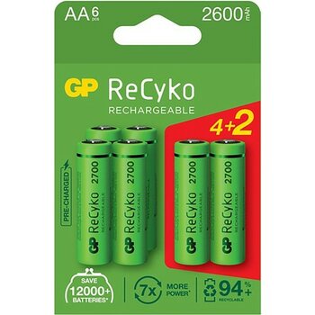 GP AA 2600 mAh Şarjlı Kalem Pil 4+2'li Paket GP270AAHCE4-2