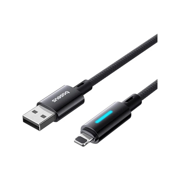 Baseus Aydınlatmalı 1m USB'den İp'ye 2.4A Dinamik Akan Işıklı Hızlı Şarj Kablosu Veri Kablosu