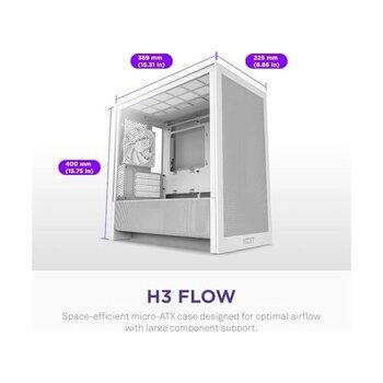 Nzxt H3 Micro-Atx Pc Kasası, Optimize Edilmiş Hava Akışı, 1x 120MM Arka Fan Dahil, Tam Boyutlu Gpu Desteği, 280MM Ön ve 240MM Üst Radyatör, Back-Co...