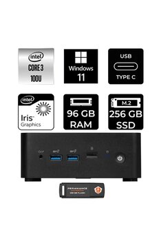 Msı Cubi Nuc Intel Core 3 100U 96Gb 256Gb Ssd W11h Mini Masaüstü Bilgisayar & Per4 Us