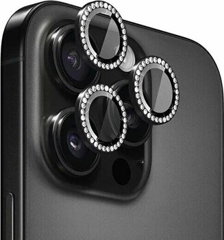 Microsonic Tekli Diamond Taşlı Siyah Apple iPhone 16 Pro Kamera Koruma Camı