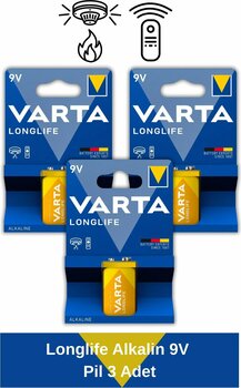 Varta Longlife Alkalin 9V Pil 3'lü Paket
