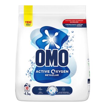 Omo Active Oxygen Toz Çamaşır Deterjanı Beyazlar 4.5 Kg 30 Yıkama 4 Adet