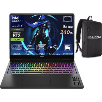 Hp Omen Max 16-AH0013NT Ultra 7 255HX B8SQ8EA-K02 96GB 1tb RTX5080 16GB W11HOME 16" Wqxga Gaming Laptop - 1 TB - 96 GB