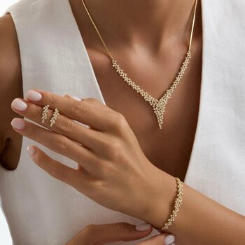 Yıldız Seli Sarı Altın Takı Seti