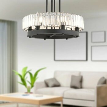 Azalea 6lı Siyah Kristalli Taşlı Modern Tasarım Kristal Salon Avize Siyah