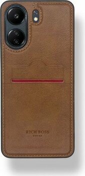 Redmi 13C Kartlıklı Rich Boss Lüx Deri Kılıf Açık Kahverengi - Xiaomi Redmi 13C