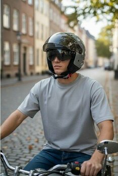 YYK Sway Sw 765 The Dark Knight Güneş Vizörlü Siyah Cam Mat Yarım Açık Motosiklet Scooter Kask - XXL - Nardo Gri